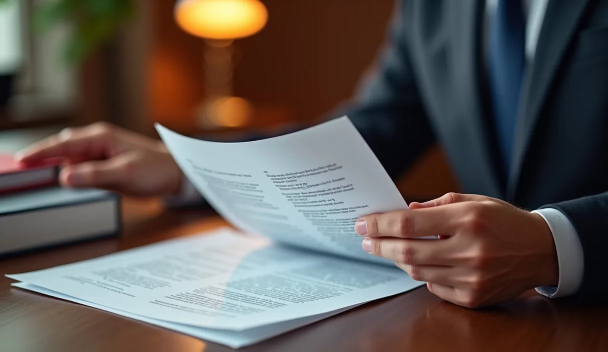 Person reviewing debt lawsuit papers at desk